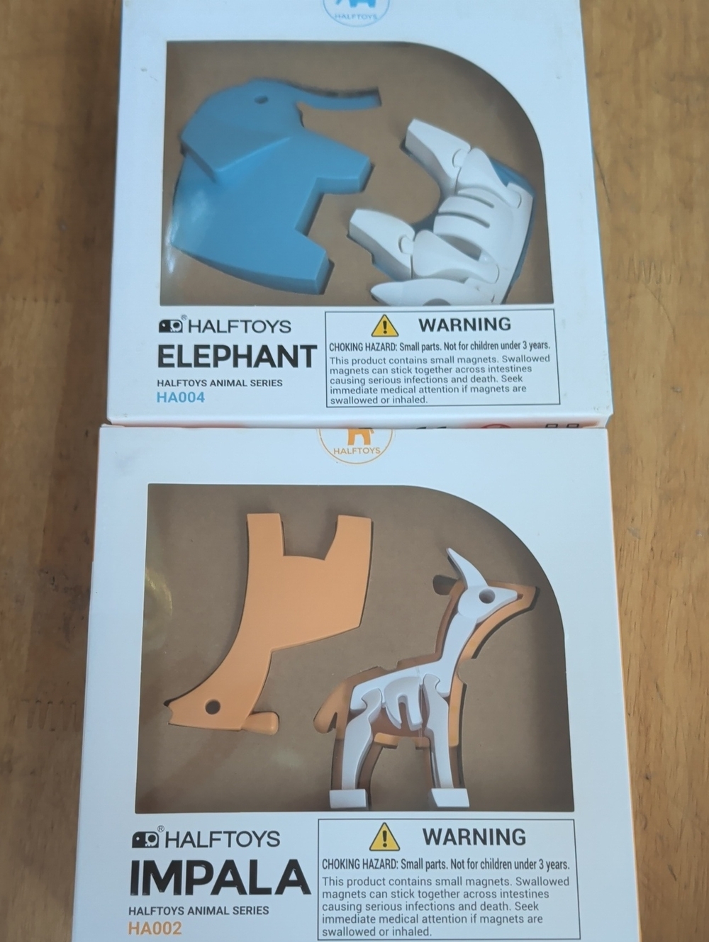 Halftoys Elephant & Impala Magnetic Animal Puzzle Sets